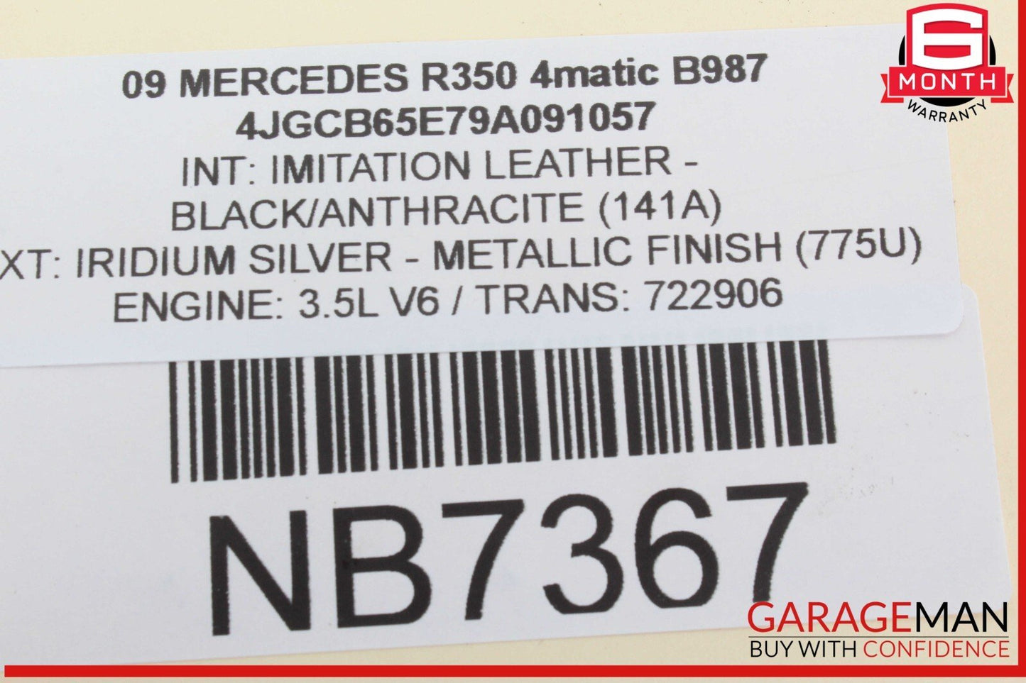06-13 Mercedes W251 R350 4MATIC Rear Overhead Dome Light Lamp Parking Sensor OEM