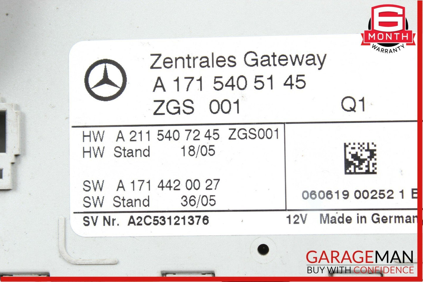 05-11 Mercedes R171 SLK280 SLK300 SLK350 Central Gateway Control Module OEM