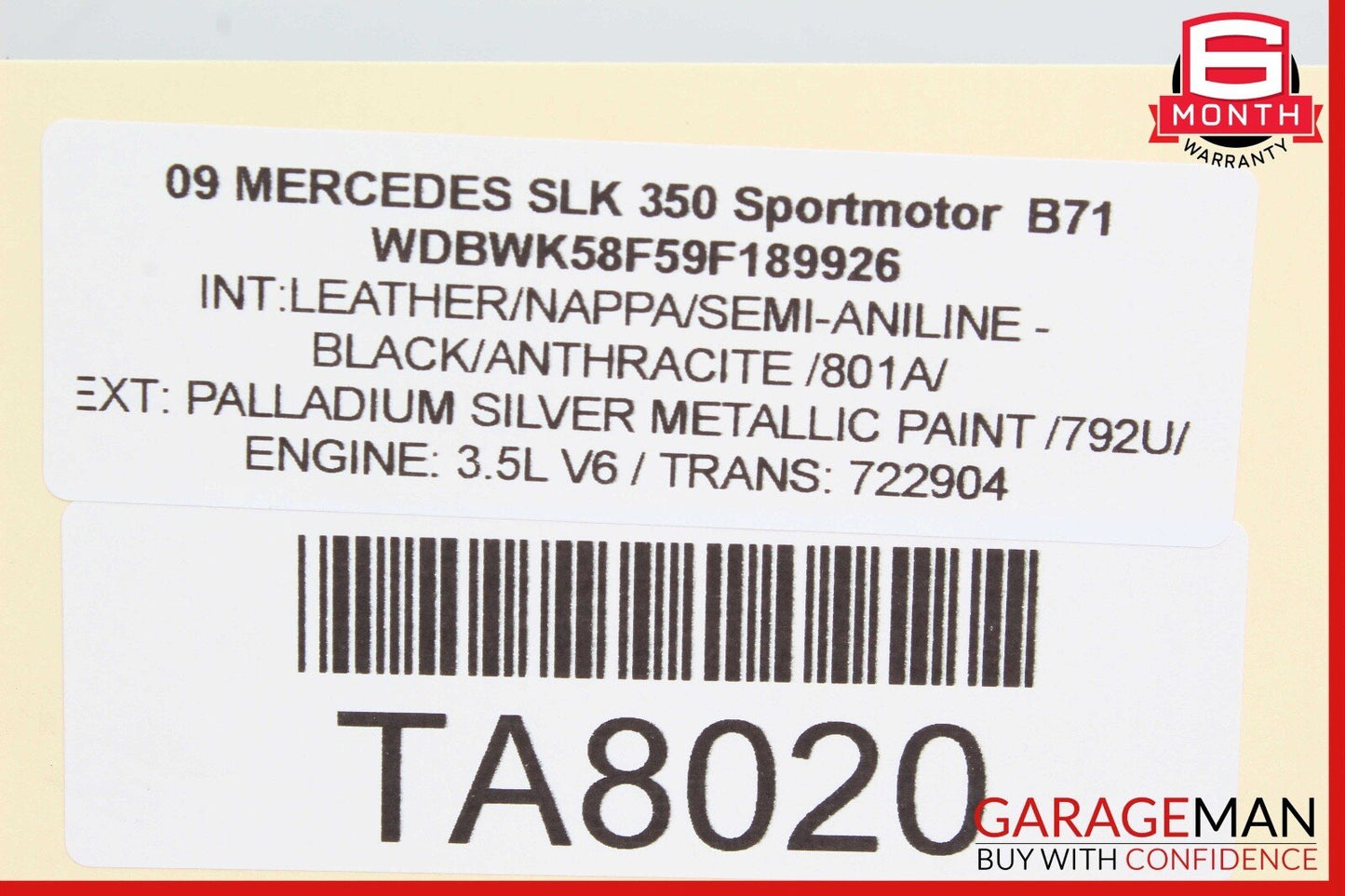 05-11 MERCEDES R171 SLK350 FRONT RIGHT DOOR LOCK LATCH ACTUATOR OEM