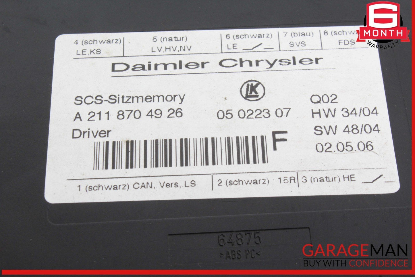 03-12 Mercedes X164 GL450 4MATIC ML500 Front Left Side Seat Control Module OEM