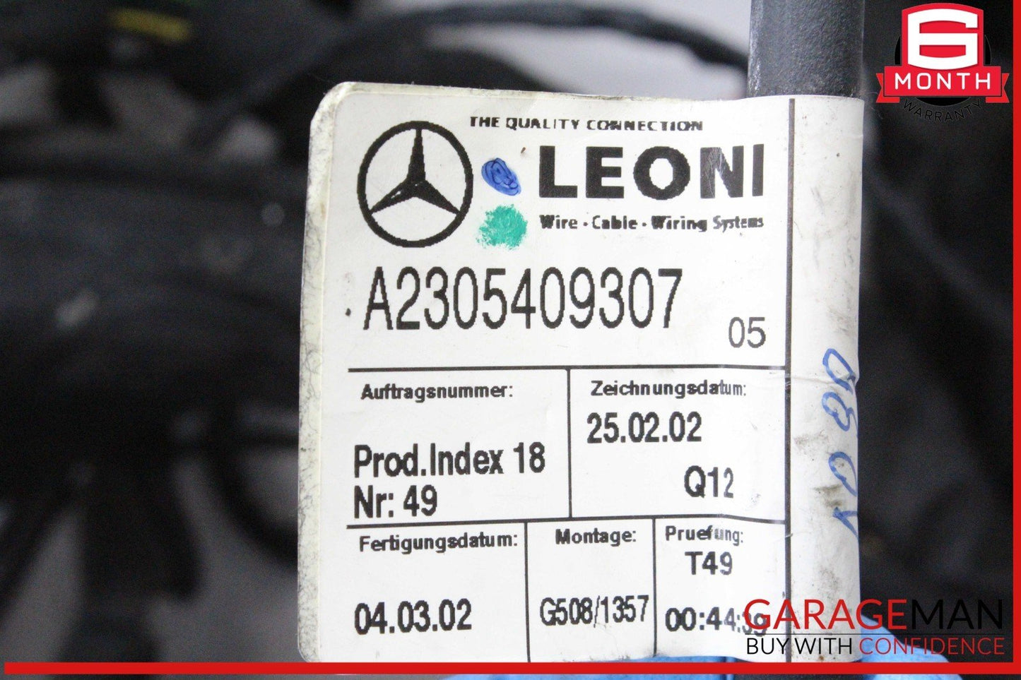 03-12 Mercedes R230 SL500 SL550 Wire Wiring Harness 2305409307 OEM