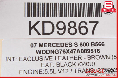07-09 Mercedes W221 S600 S63 AMG Rear Center Seat Headrest Head Rest Brown OEM