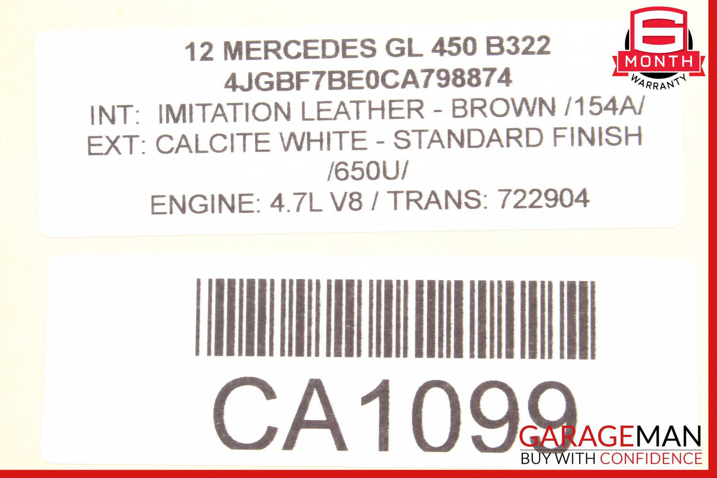 06-13 Mercedes X164 GL450 ML320 GL350 Window Regulator Motor Rear Left Side OEM