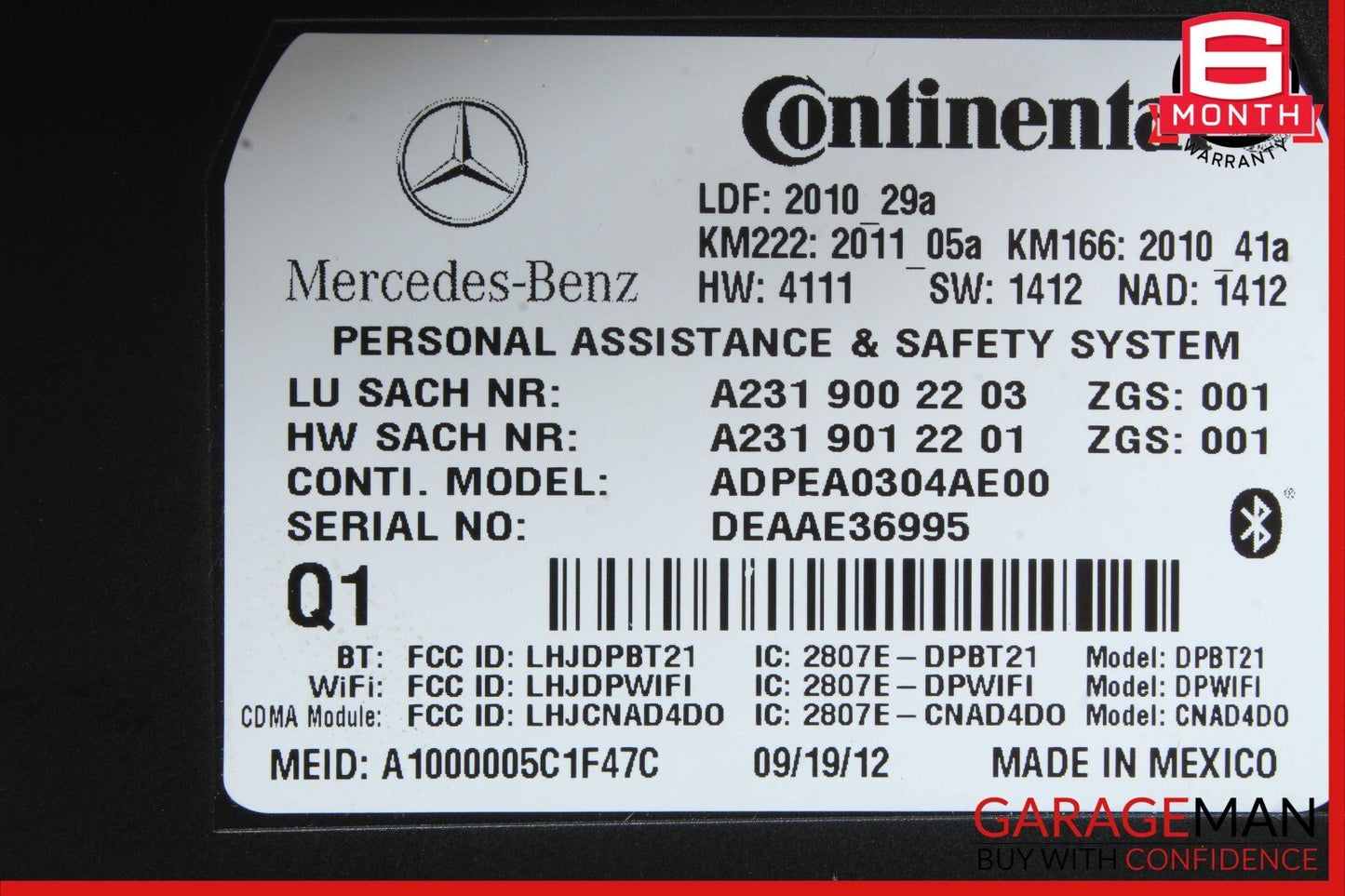 10-14 Mercedes W212 E350 C300 C250 C350 Tele Aid Control Module 2319002203 OEM