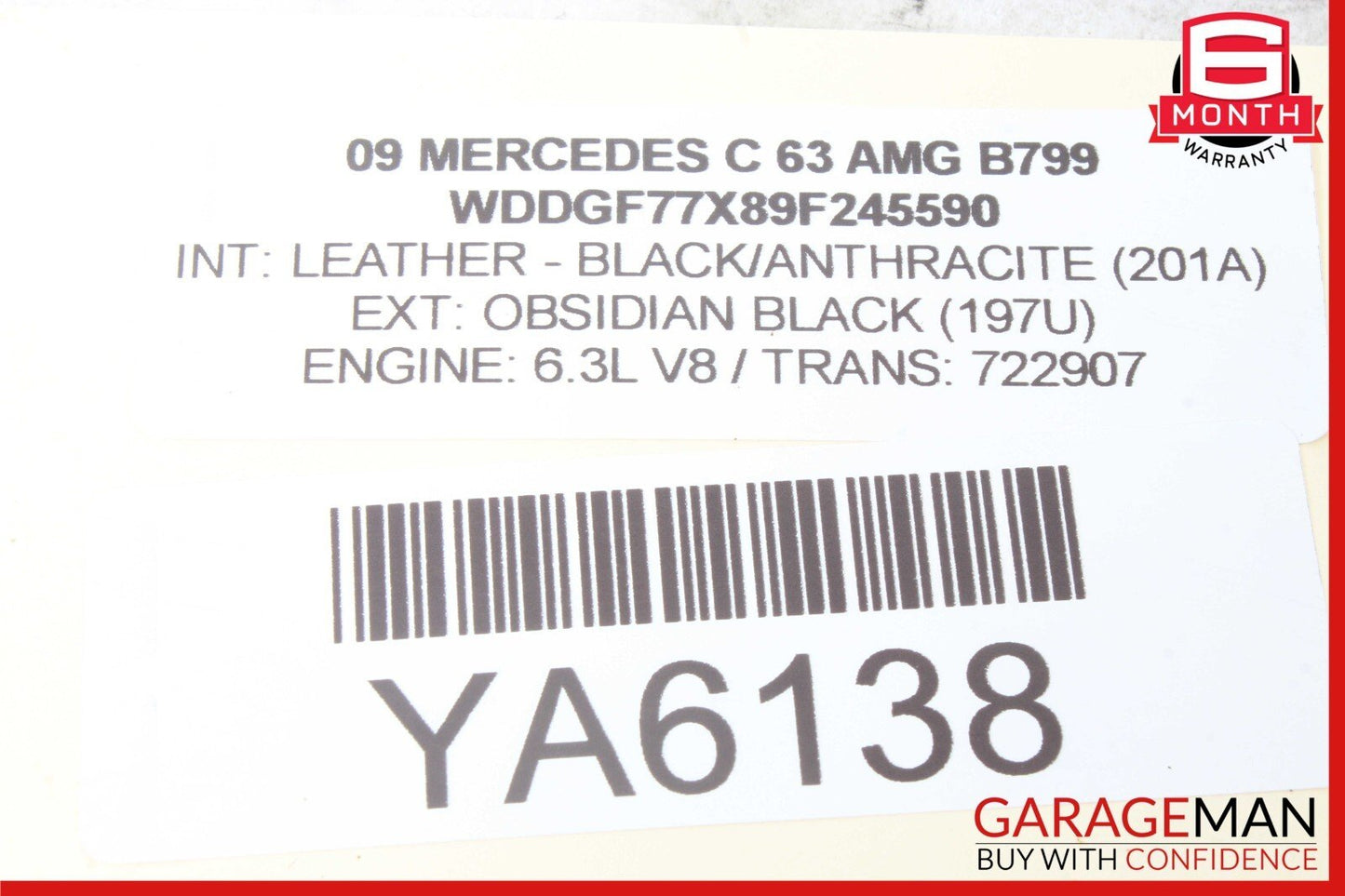 08-14 Mercedes W204 C63 AMG C300 Rear Right Seat Side Bolster 2049207830 OEM
