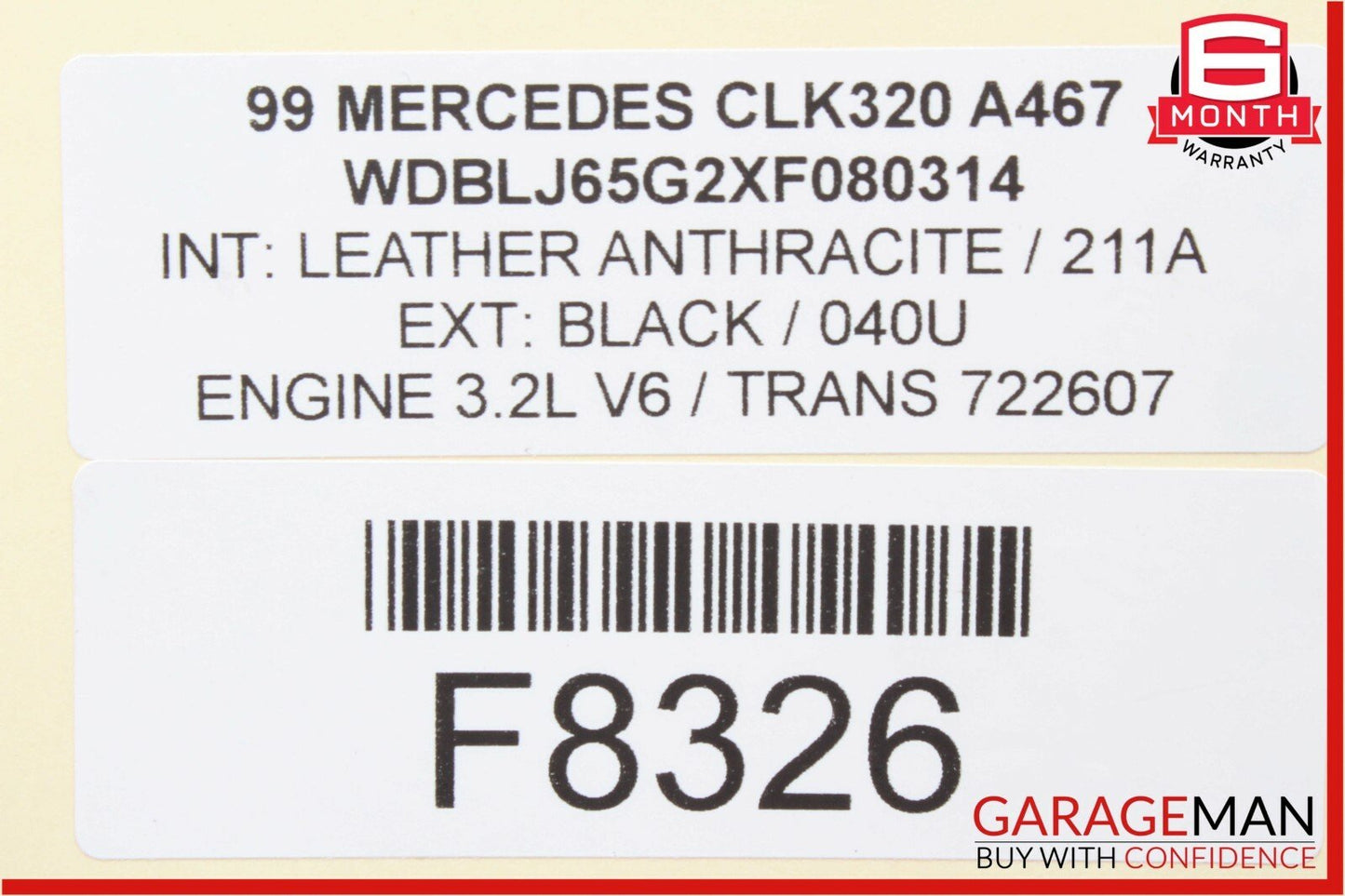 98-03 Mercedes W208 CLK320 Front Right Side Door Window Regulator w/o Motor OEM