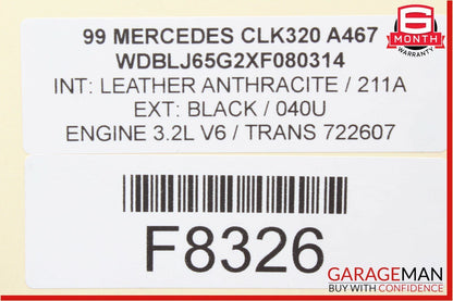 98-03 Mercedes W208 CLK320 Front Right Side Door Window Regulator w/o Motor OEM