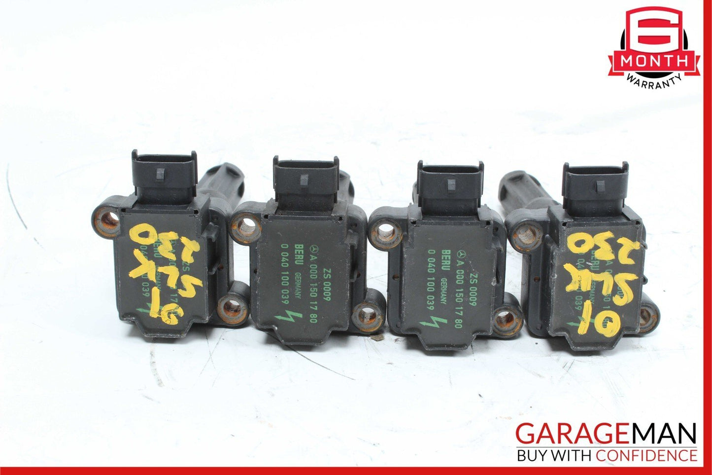 97-04  Mercedes R170 SLK230 Engine Ignition Coil Spark Plug Set of 4 Pc Assembly