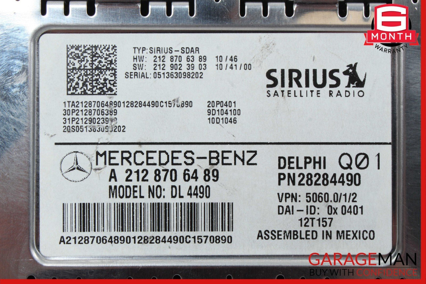 12-14 Mercedes C250 CLS500 SLK350 Sirius Satellite Radio Receiver Control Module