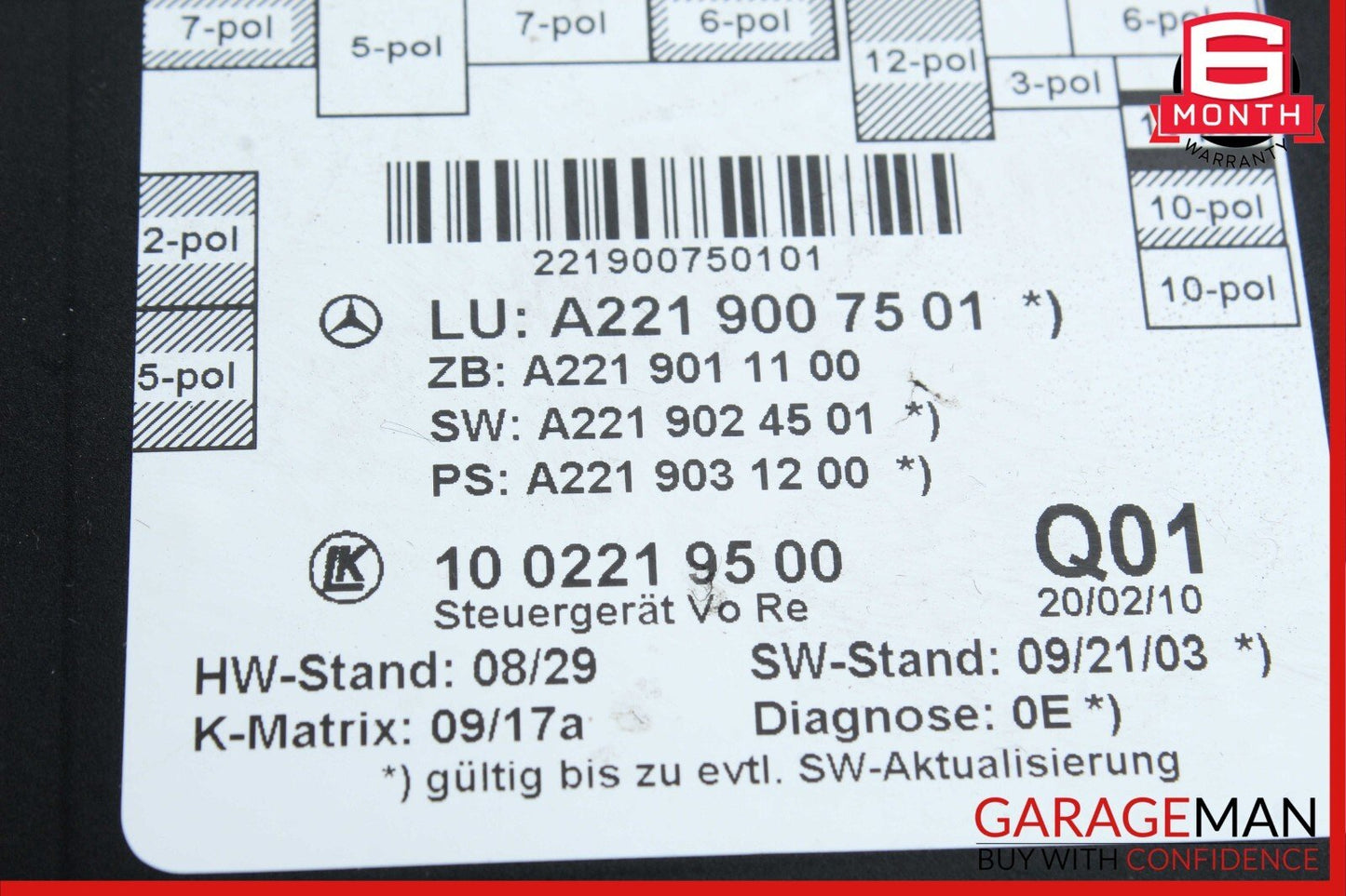 07-13 Mercedes W221 S550 S63 AMG Front Right Door Control Module 2219011100 OEM