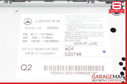 05-07 Mercedes W203 C230 C240 Radio Stereo Audio CD Player Head Unit AM FM OEM