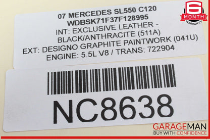 03-12 Mercedes R230 SL550 Convertible Right Roof Main Top Drive Lift Cylinder