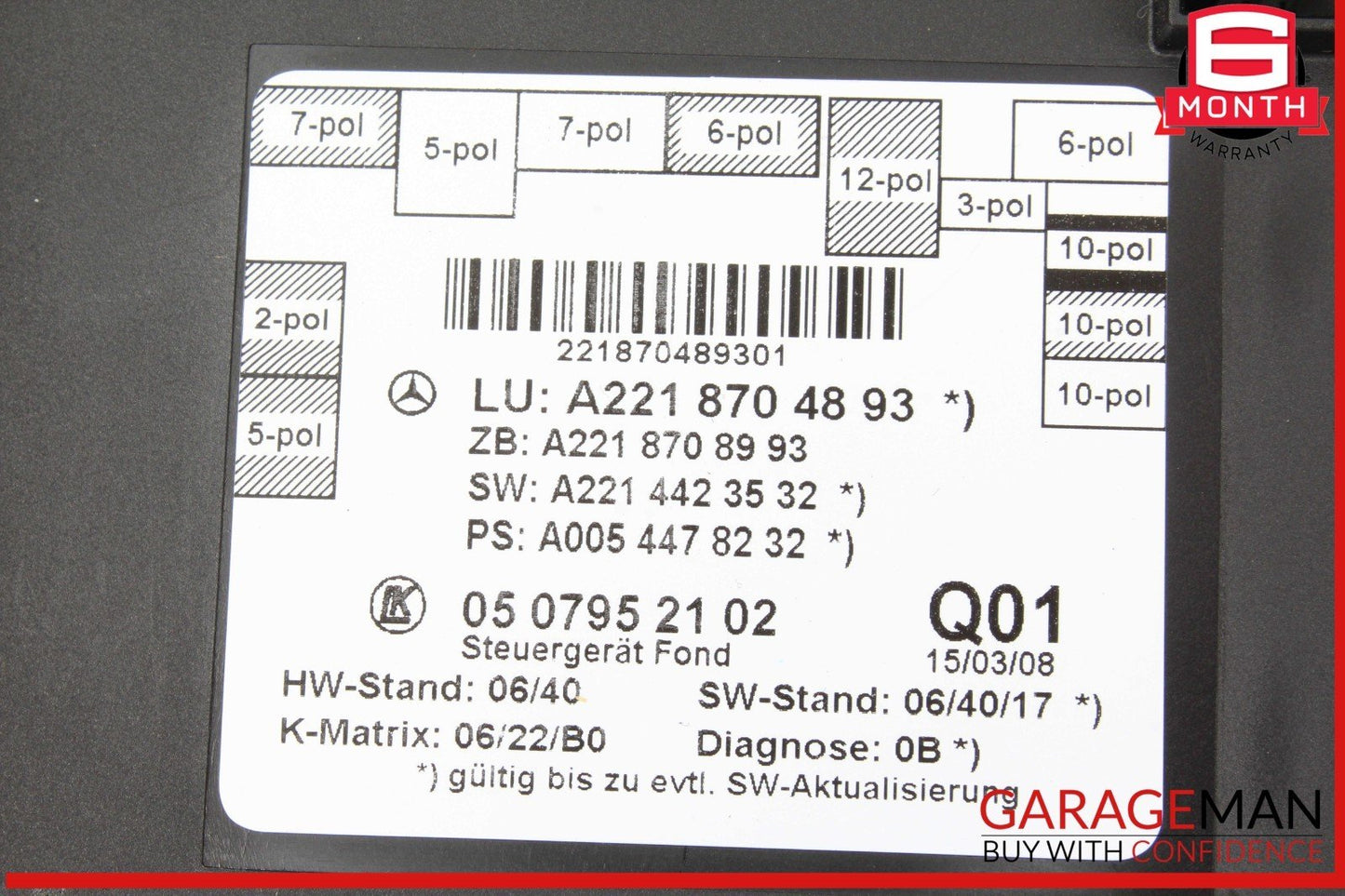 07-13 Mercedes W221 S550 S400 Rear Right or Left Side Door Control Module OEM