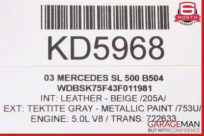 03-12 Mercedes R230 SL500 Front Left Driver Side Dash Air A/C Vent Grill Gray