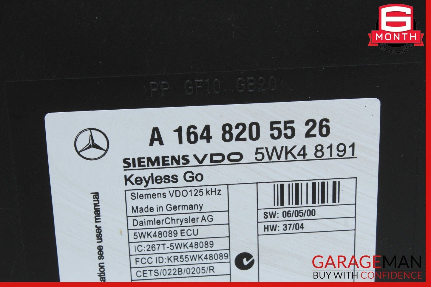 06-12 Mercedes X164 GL450 4MATIC ML350 Keyless Go Control Module 1648205526 OEM