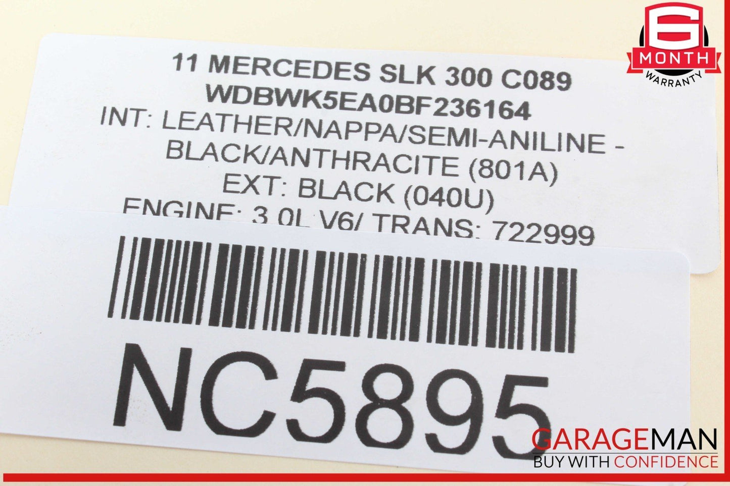 05-11 Mercedes R171 SLK300 Convertible Rear Right Side Top Trunk Lid Cylinder