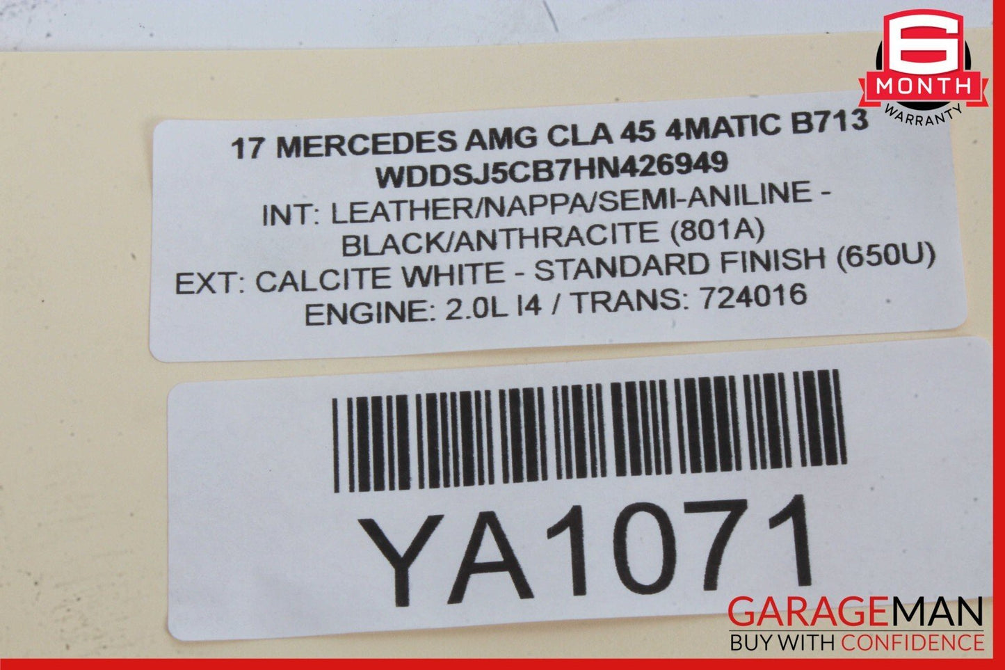 14-19 Mercedes W117 CLA45 AMG Front Right Side Door Window Regulator Motor Unit