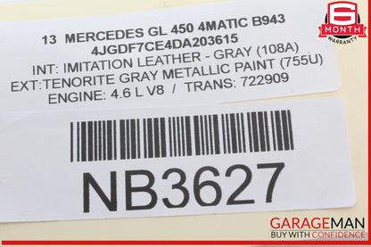 13-16 Mercedes X166 GL450 4MATIC Rear Left Driver Side Inner Tail Light Lamp OEM