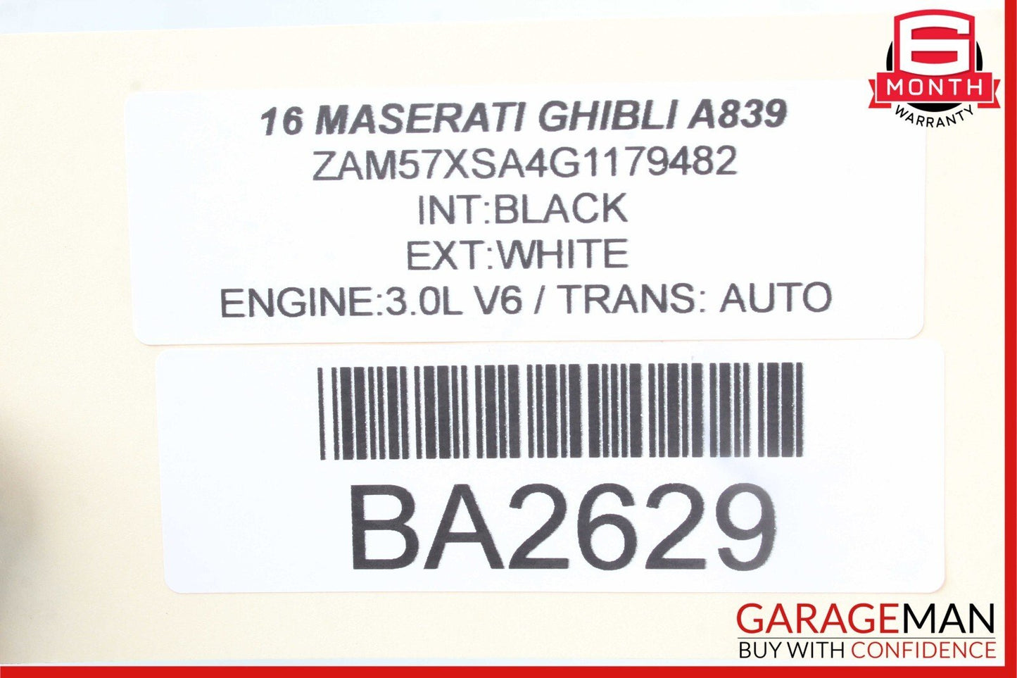 14-17 Maserati Ghibli Interior Top Upper Rear View Mirror Assembly Black OEM