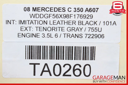 08-14 Mercedes W204 C250 C350 Front Right or Left Seat Headrest Head Rest Black
