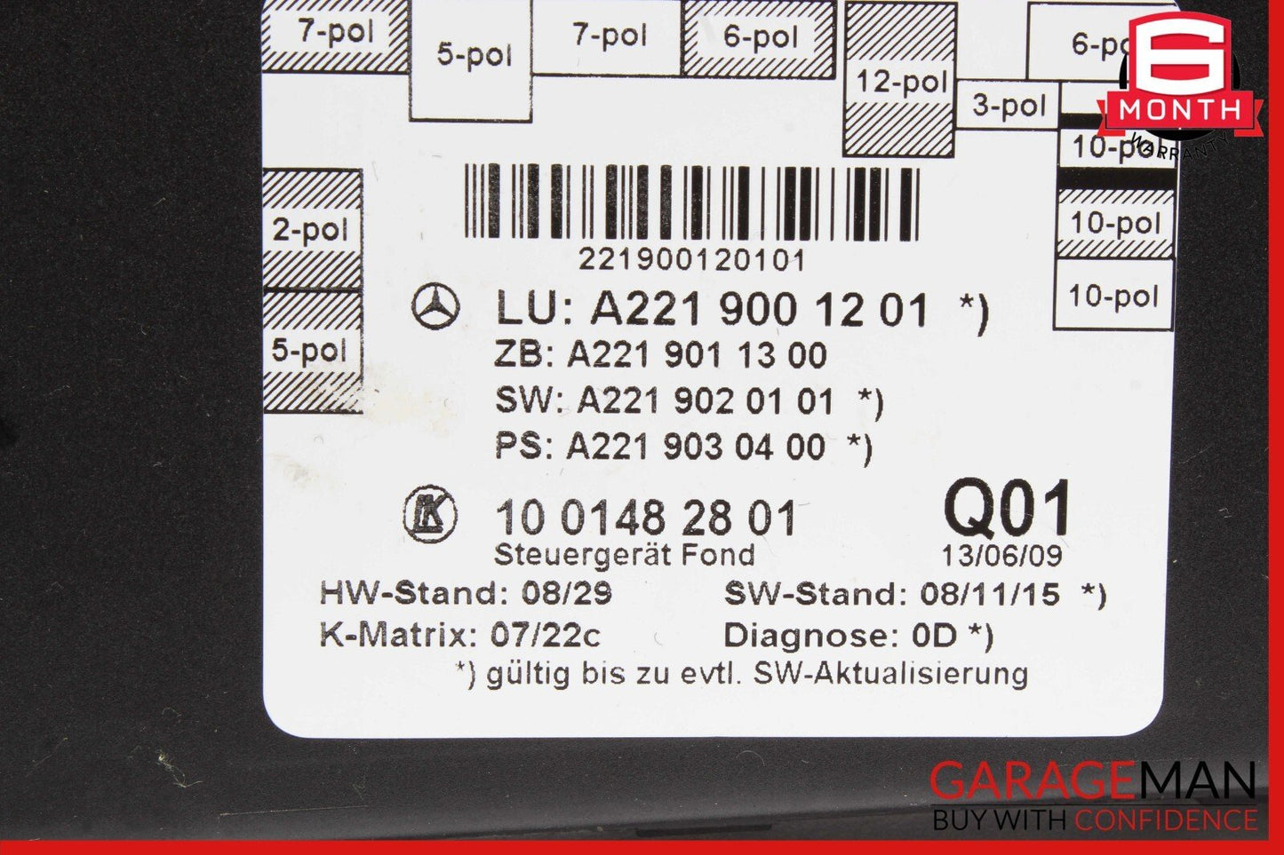07-13 Mercedes W221 S550 S400 Rear Right or Left Side Door Control Module OEM