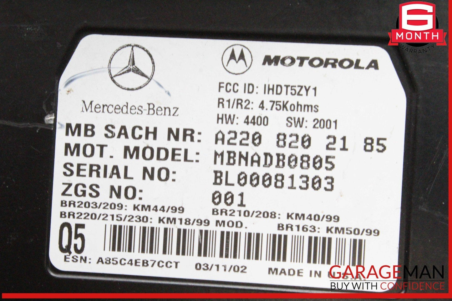 00-06 Mercedes R230 SL500 Voice Command Control Module 2208202185 OEM
