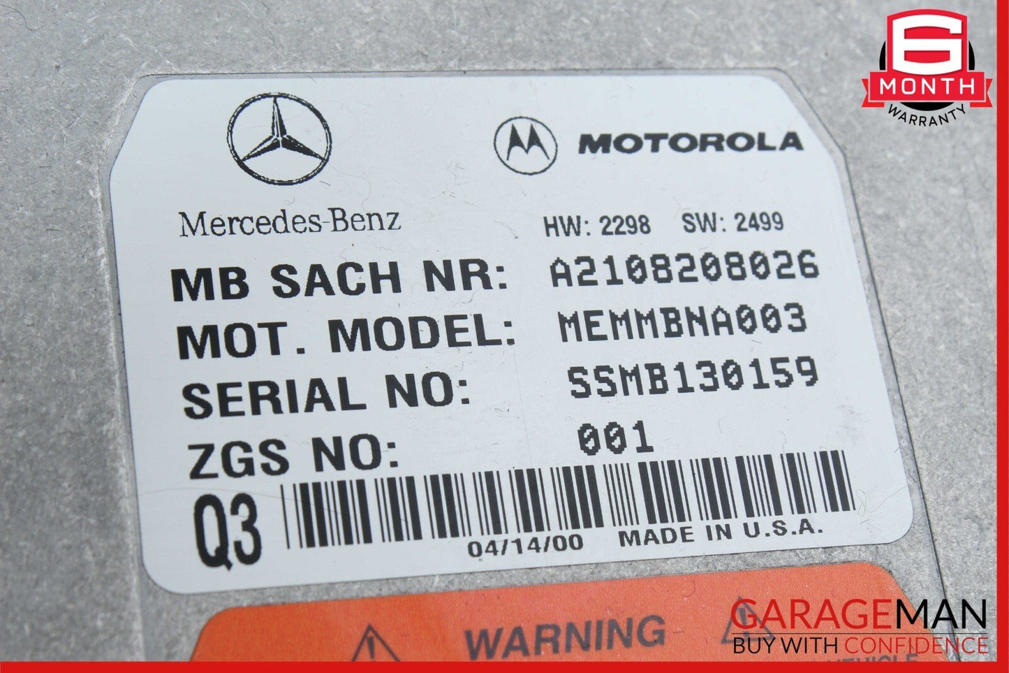 98-06 Mercedes W220 S500 E320 CL500 Voice Command Control Module 2108208026 OEM