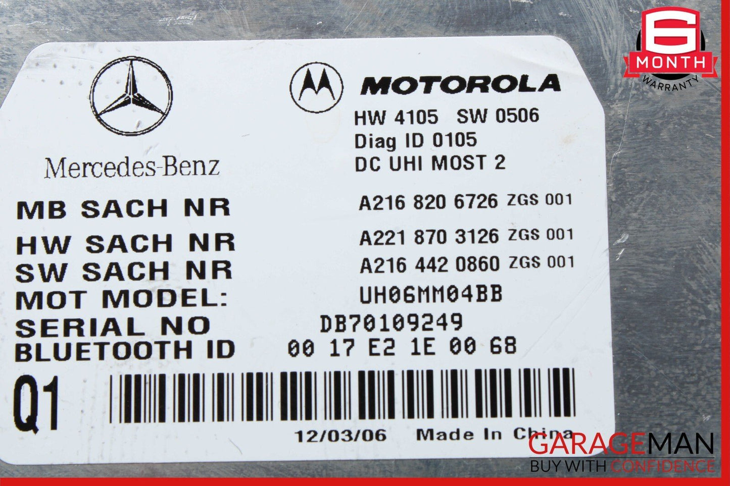 07-10 Mercedes W221 S550 CL550 Bluetooth Communication Controller Module Unit
