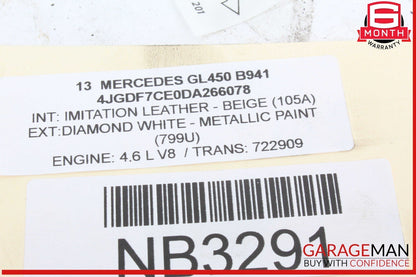 11-20 Mercedes X166 GL450 CLS550 SL550 Right Side Air Intake Hose Duct Pipe OEM