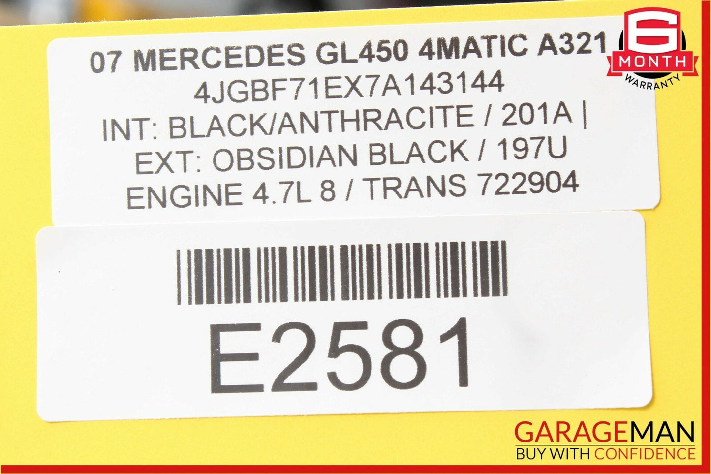 07-12 Mercedes X164 GL450 GL350 Rear Right Passenger Roof Rail Rack Cover Cap