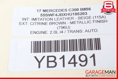15-20 Mercedes W205 C300 C350e Right Side Exterior Door Handle Keyless Go OEM