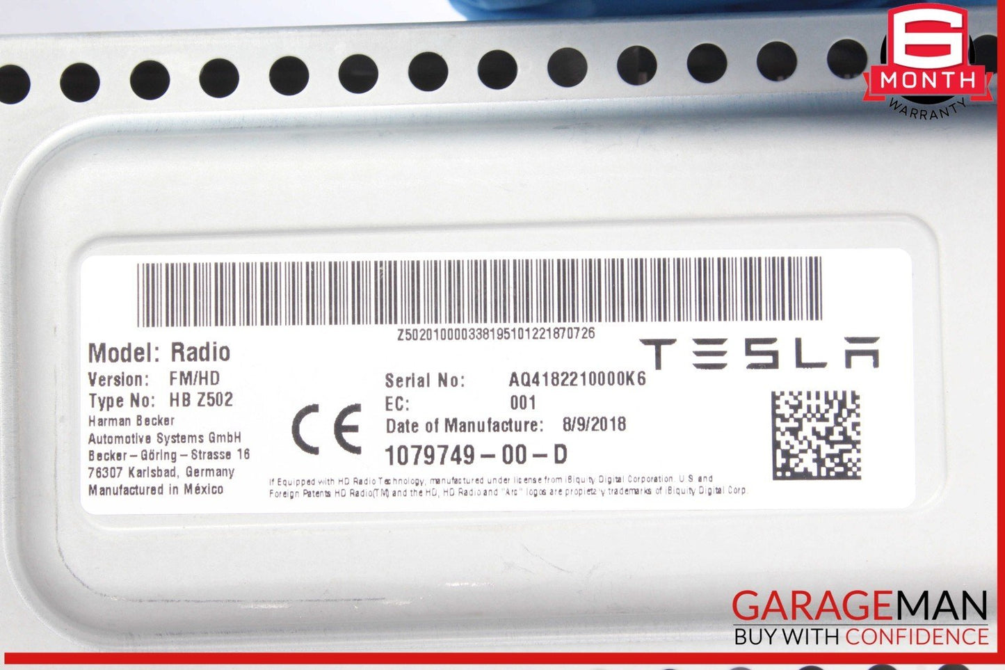 17-23 Tesla Model 3 Radio Receiver FM/HD Control Module Unit 107974900D OEM