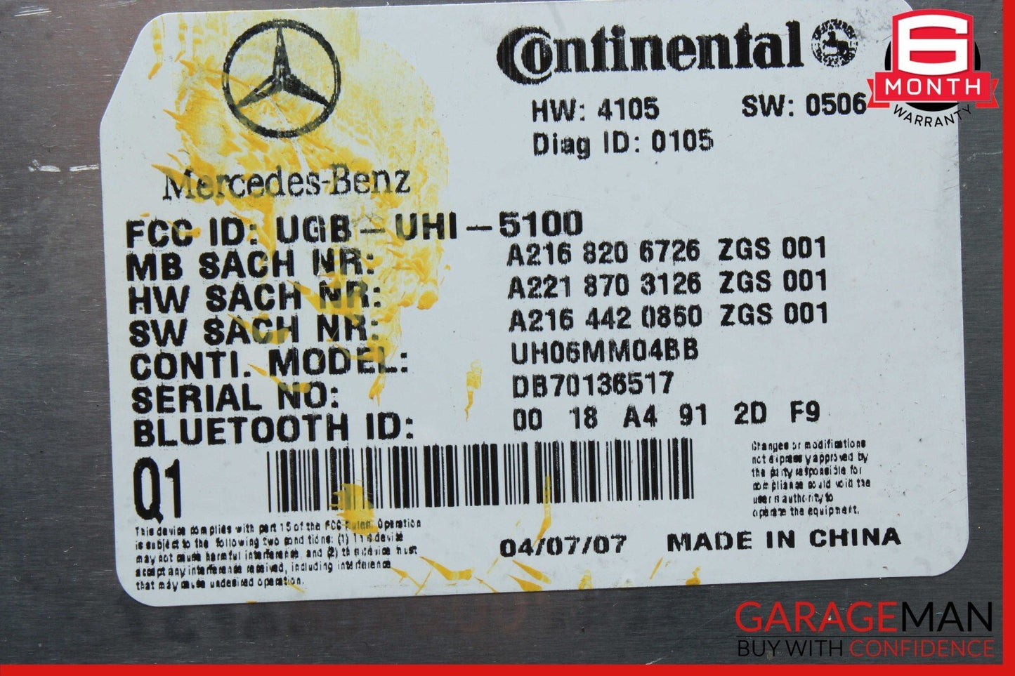 07-13 Mercedes W216 CL550 S63 AMG Bluetooth Communication Control Module OEM