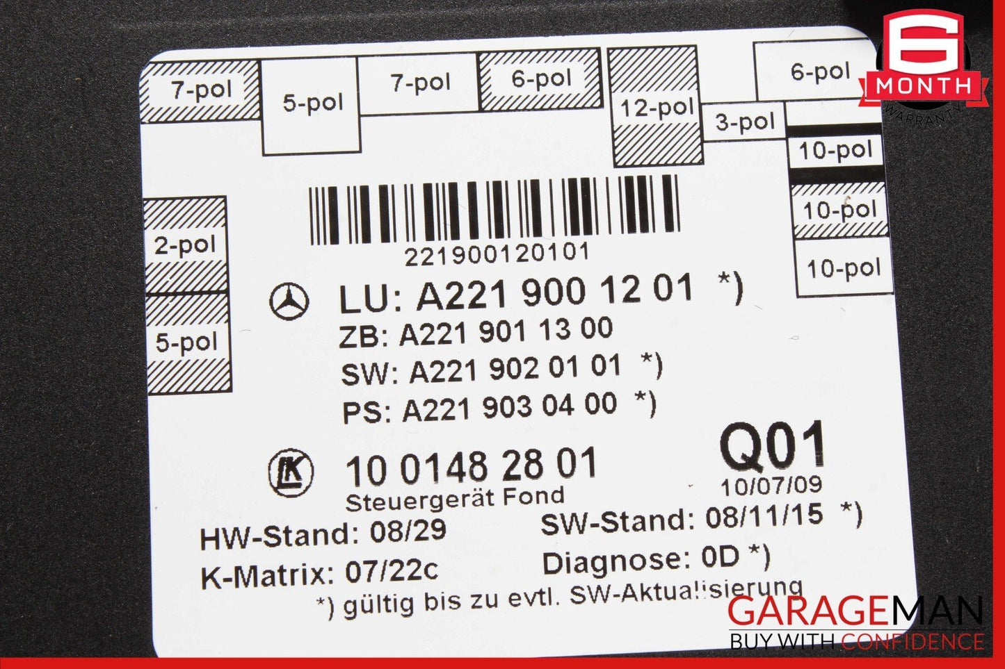 07-13 Mercedes W221 S550 S400 Rear Right or Left Side Door Control Module OEM