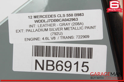 12-18 Mercedes W218 CLS550 Rear Right Passenger Side Quarter Door Window Glass