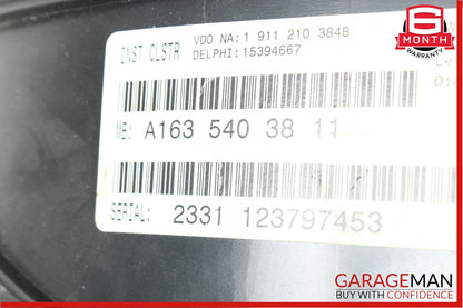 02-05 Mercedes W163 ML320 Speedometer Odometer Instrument Cluster Gauge OEM 223k