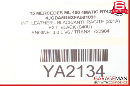 14-16 Mercedes W166 ML400 Right Passenger Side Keyless Go Exterior Door Handle