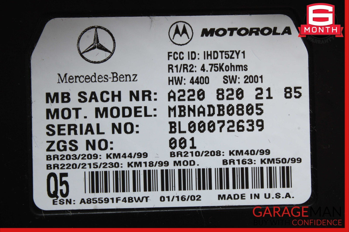 00-06 Mercedes R230 SL500 CLK55 AMG Voice Command Control Module 2208204785 OEM