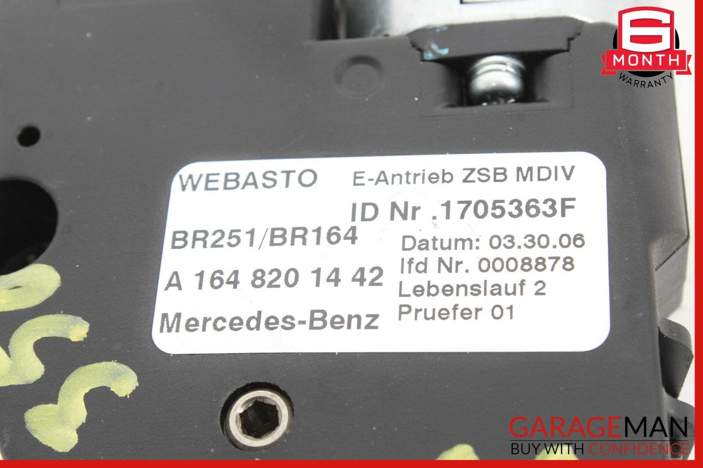 06-12 Mercedes W164 ML350 R350 GL550 Panoramic Sunroof Sun Roof Motor OEM