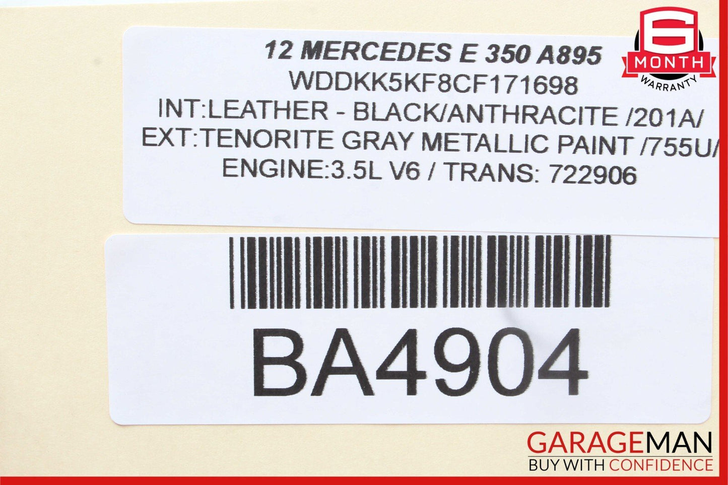 10-16 Mercedes W212 E350 E500 C300 Interior Rear View Mirror Grey 2048104217