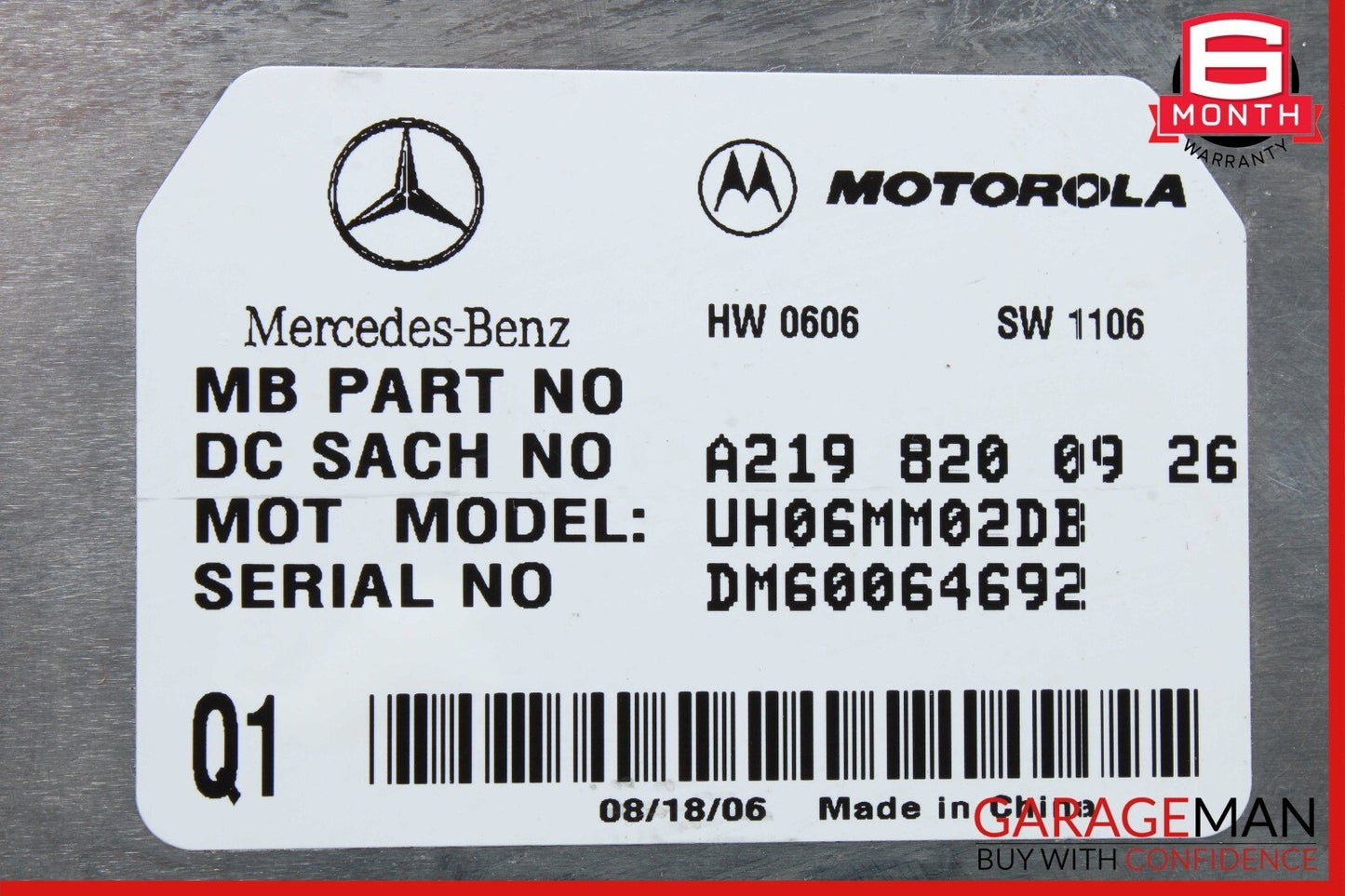06-12 Mercedes W211 E320 E500 SL550 Communication Control Module 2198200926 OEM
