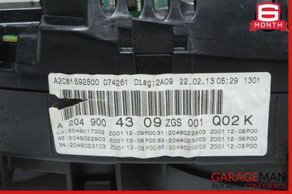 12-14 Mercedes W204 C250 C300 Instrument Speedometer Cluster 2049004309 OEM