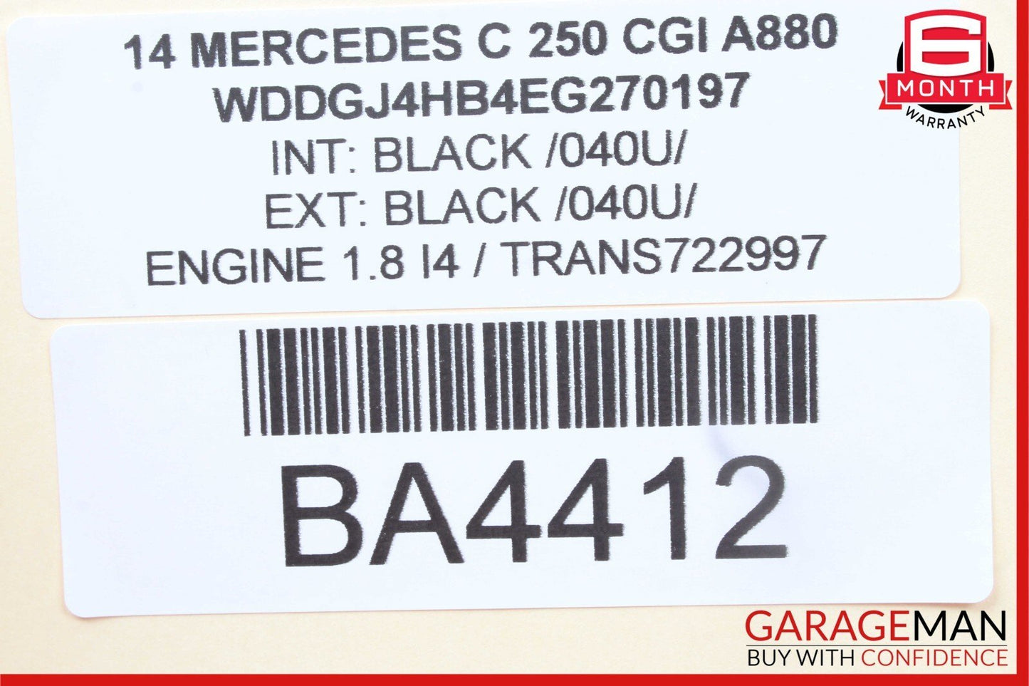 08-14 Mercedes C250 C350 Front Right and Left Sunvisor Sun Visor Cover Set Black