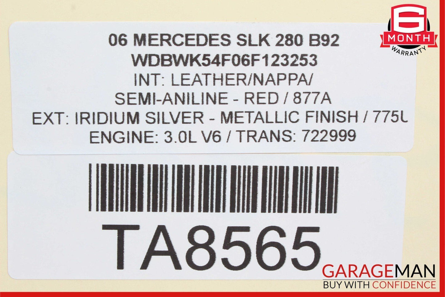 05-11 Mercedes R171 SLK350 Rear Left Top Convertible Roof Trunk Lid Cylinder