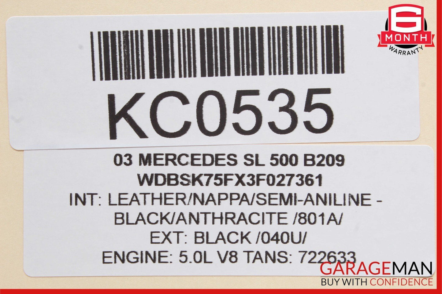 03-11 Mercedes R230 SL500 CLS350 Yaw Turn Rate Acceleration Sensor 0025426618