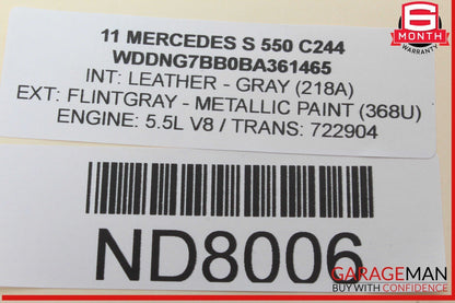 07-14 Mercedes W221 S550 S400 Central Gateway Control Module Unit 2215408362 OEM