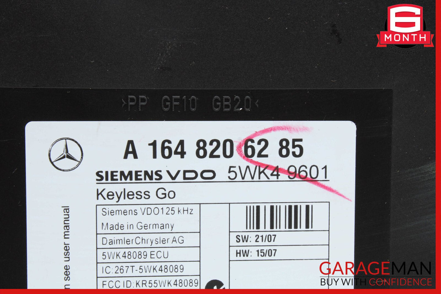 06-12 Mercedes X164 GL450 GL550 ML350 Keyless Go Control Module 1648206285 OEM