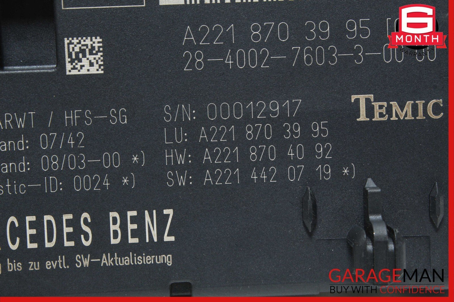 07-14 Mercedes W221 S550 CL550 Trunk Release Remote Open Close Module Unit OEM