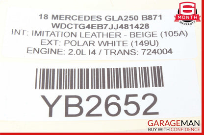 14-19 Mercedes X156 GLA250 GLA200 Rear Left Side Exterior Door Handle Frame OEM
