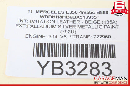 10-18 Mercedes W212 E350 Front Right Side Seat Side Airbag Air Bag Beige OEM